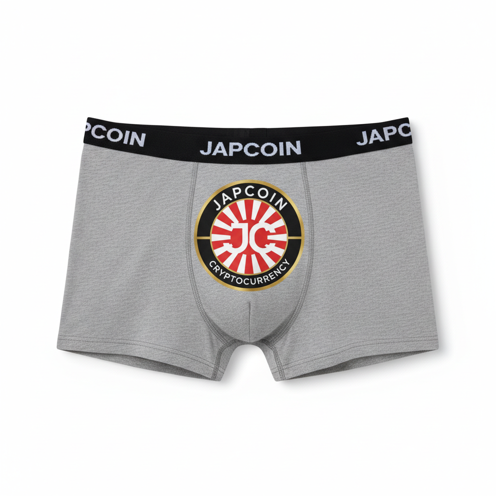 Japcoin crypto coin logo on men boxers 